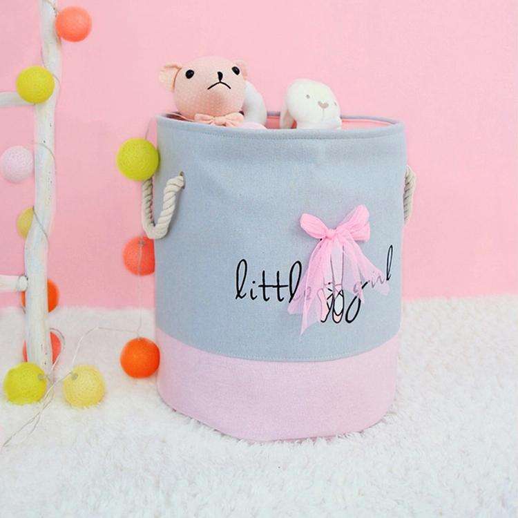Oxford Foldable Laundry Basket Dirty Clothes Baskets Bag Organizer Toys Storage Bag(Grey Pink)