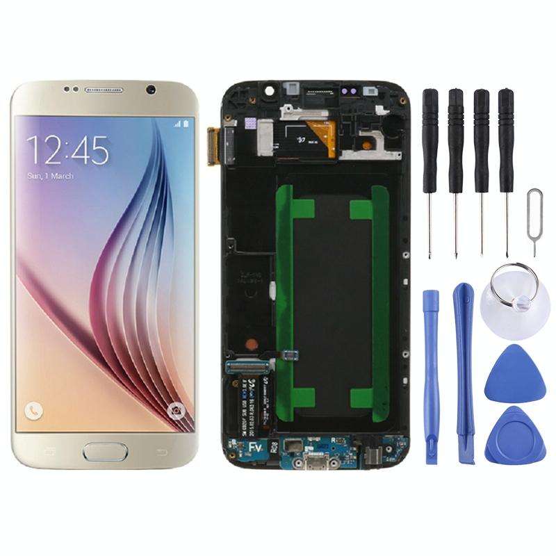 Original Super AMOLED LCD Screen For Samsung Galaxy S6 SM-G920F Digitizer Full Assembly with Fram...