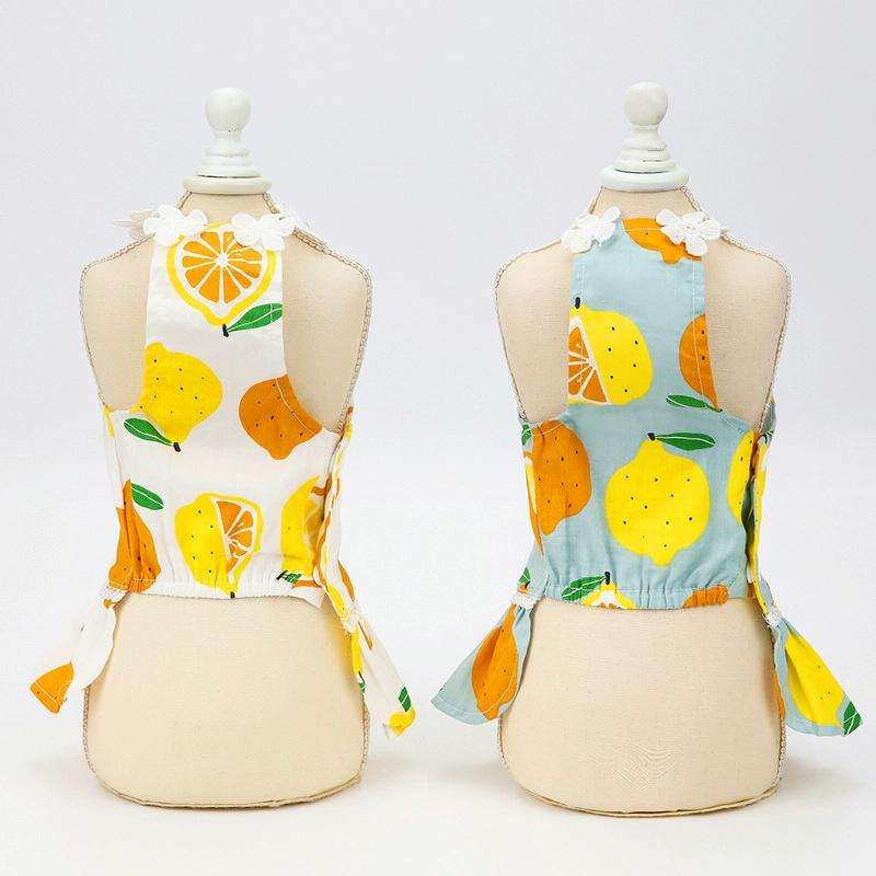 Pet Clothing Dog Cat Dress Lemon Skirt, Size: L(White)