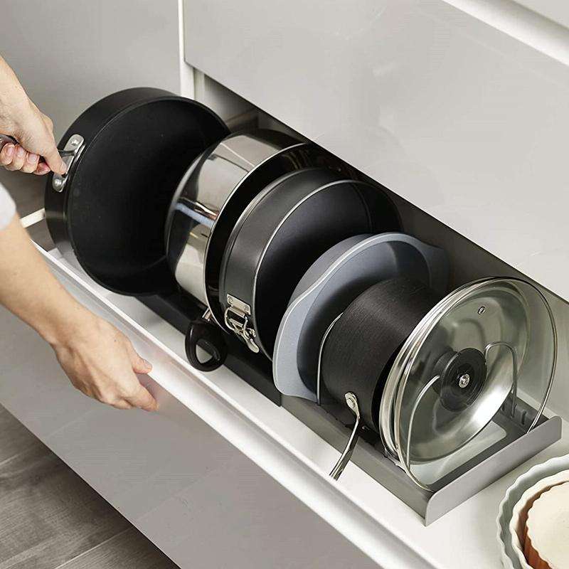Adjustable Kitchen Shelf Kitchenware Cutting Board Pot Cover Telescopic Shelf