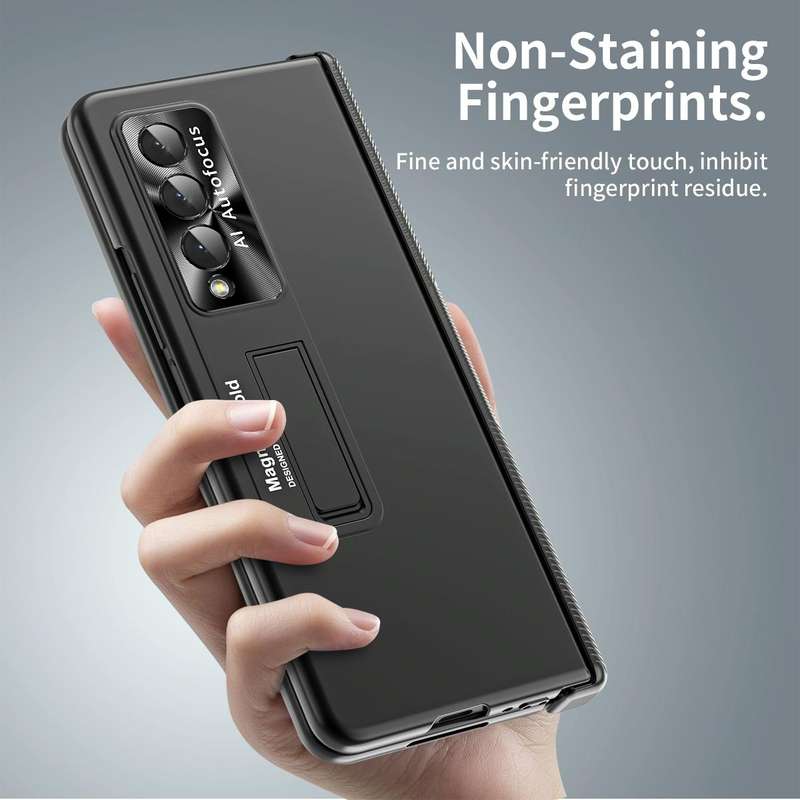 For Samsung Galaxy Z Fold4 Electroplating Corrugated Hinge Folding Phone Case(Black)