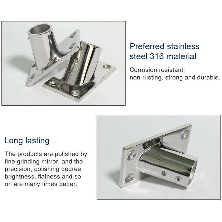 Thicken 316 Stainless Steel 60-Degree Square Tube Base Marine Boat Hardwares, Specifications: 25mm
