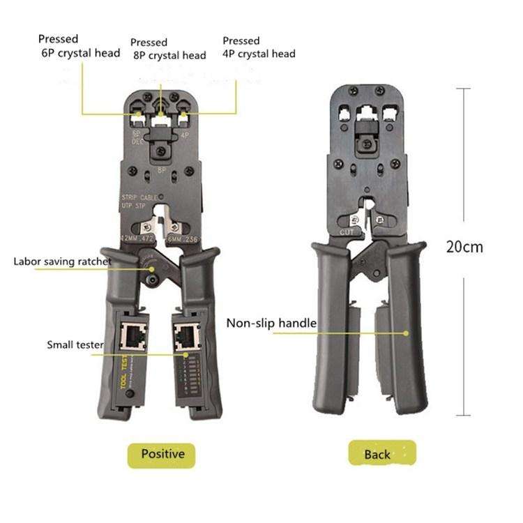 Multifunctional 4P8P6P Three-purpose Tester Ratchet Type Network Tool Squeeze Crimping Wire Netwo...