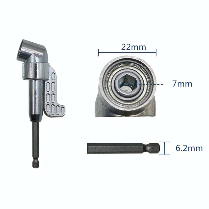 105 Degree Right Angle Drill Driver Bit Extension Power Drill Tool 7mm Hex Magnetic Power Screwdr...