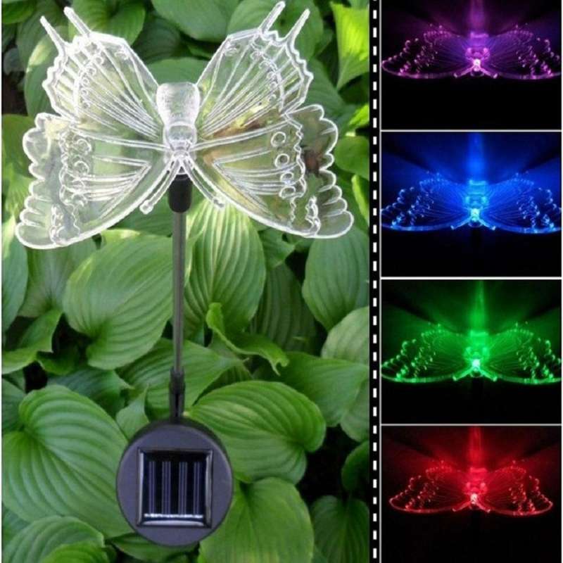 A106 3 PCS Colorful Light LED Solar Power Lamp, Bird Dragonfly Butterfly Pattern Outdoor Garden L...