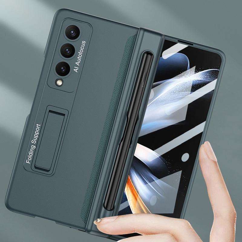 For Samsung Galaxy Z Fold4 GKK Magnetic Hinge Flip Phone Case with Holder & Pen Slot(Grey)