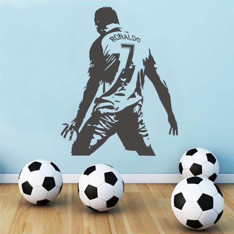 Football Player Action Silhouette Student Dormitory Bedroom Decoration Wall Sticker, Size:Medium ...