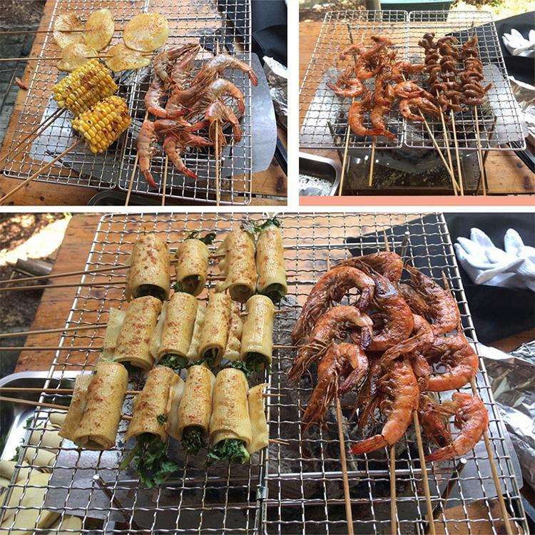 Outdoor Camp Portable Folding Stainless Steel Barbecue Charcoal Grill + Wire Mesh & Base Plate (S...