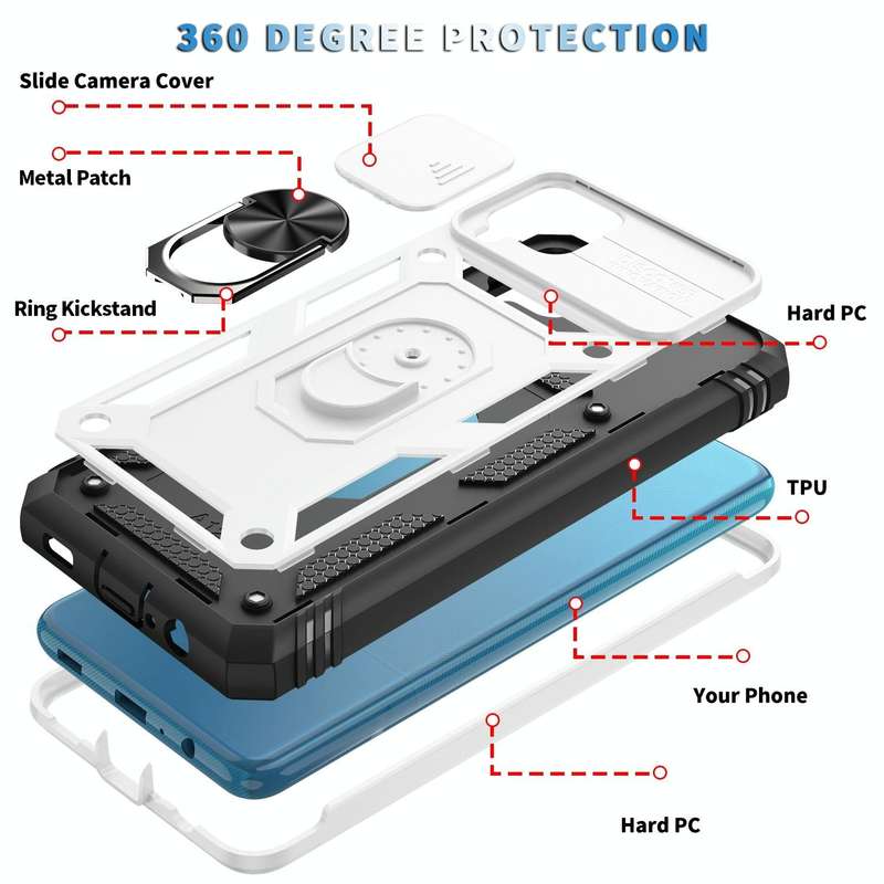 For Samsung Galaxy A12 Sliding Camera Cover Design TPU + PC Protective Case with 360 Degree Rotat...