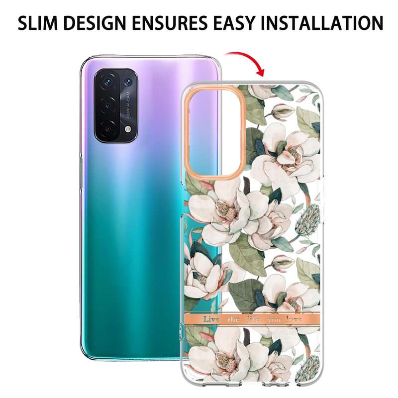 For OPPO A74 5G / A93 5G / A54 5G / A93S 5G Flowers and Plants Series IMD TPU Phone Case(Green Ga...