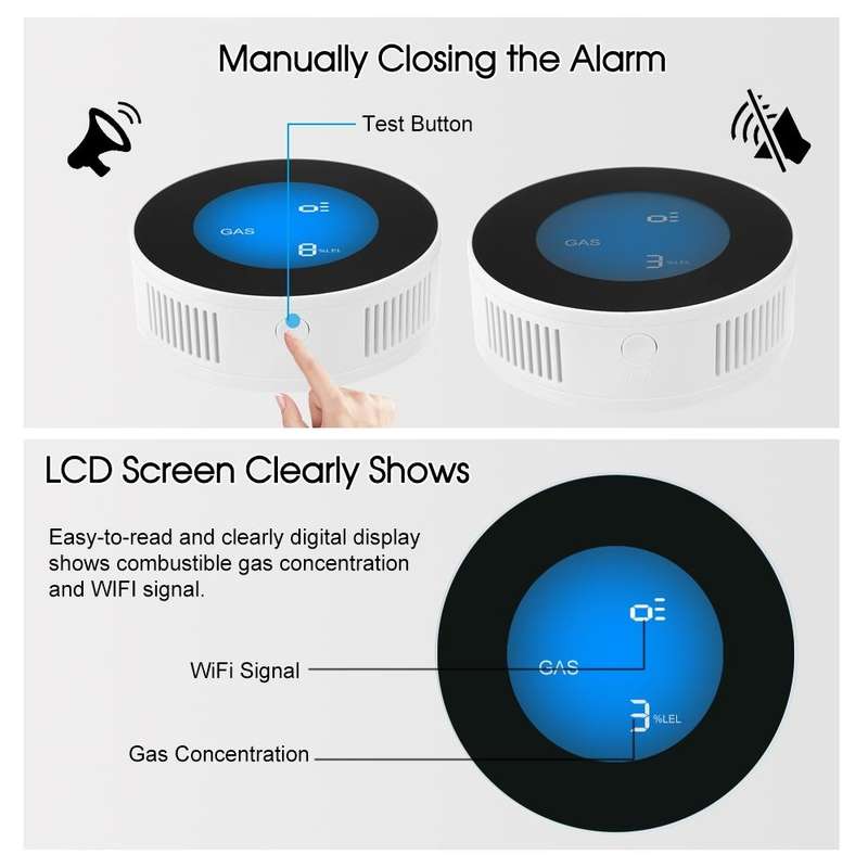 Gas Detector Alarm Leakage Sensor Natural Gas Leak Detector(Common On-site Audible and Vision Alarm)