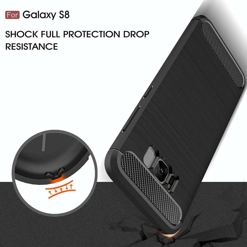 For Galaxy S8 Brushed Carbon Fiber Texture Shockproof TPU Protective Cover Case (Black)