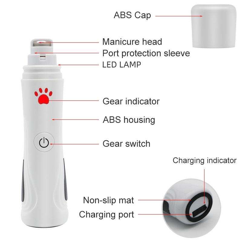 RC-306 Animal Nail Grinder USB Automatic Manicure(White)
