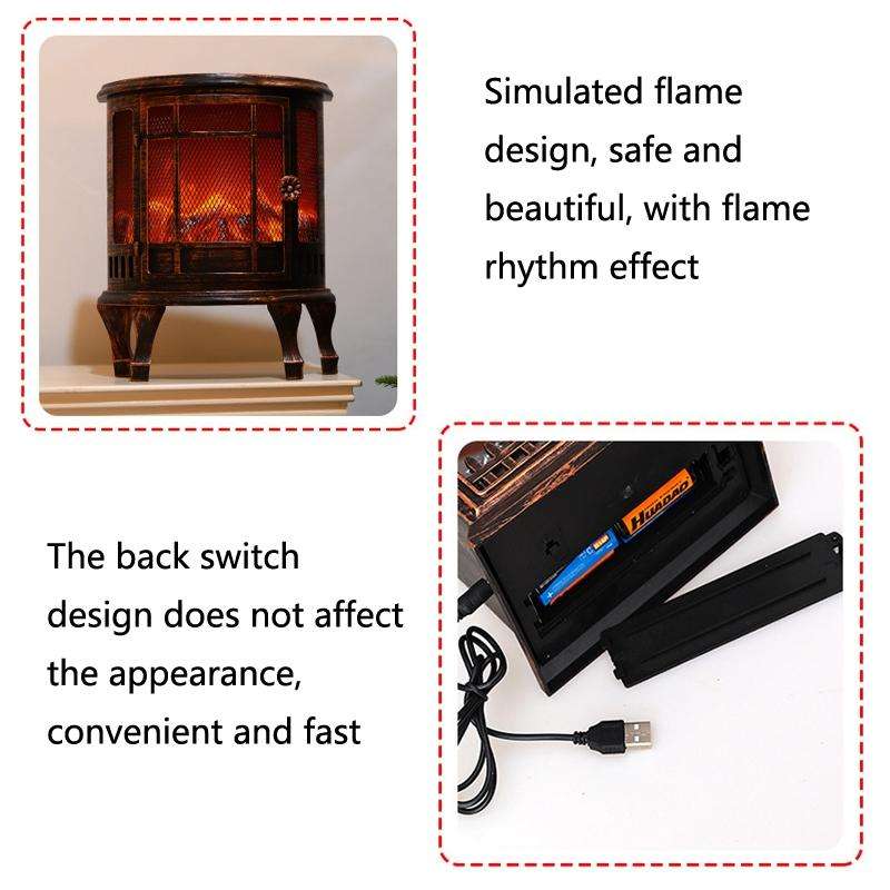 Fireplace Charcoal Lantern Simulated Flame Christmas Scene Decoration Window Home Decoration(As S...