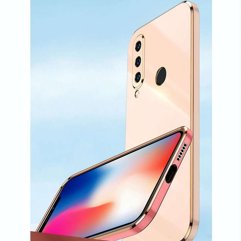 For Huawei P30 Lite XINLI Straight 6D Plating Gold Edge TPU Shockproof Case(Pink)