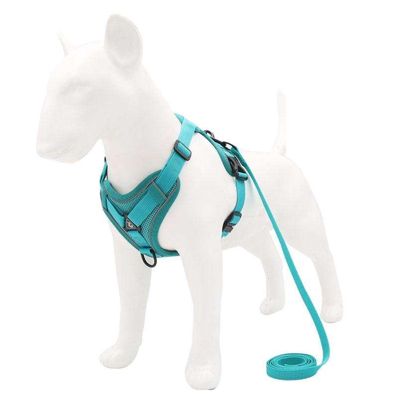 HT-864 Pet Traction Rope Reflective Breathable Dog Chest Strap Vest, Size: M(Lake Blue)