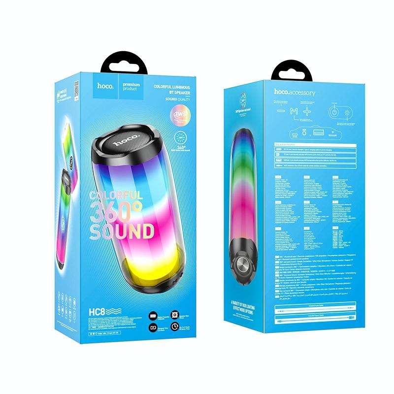 hoco HC8 Bluetooth 5.0 Colorful Luminous Wireless Bluetooth Speaker(Black)