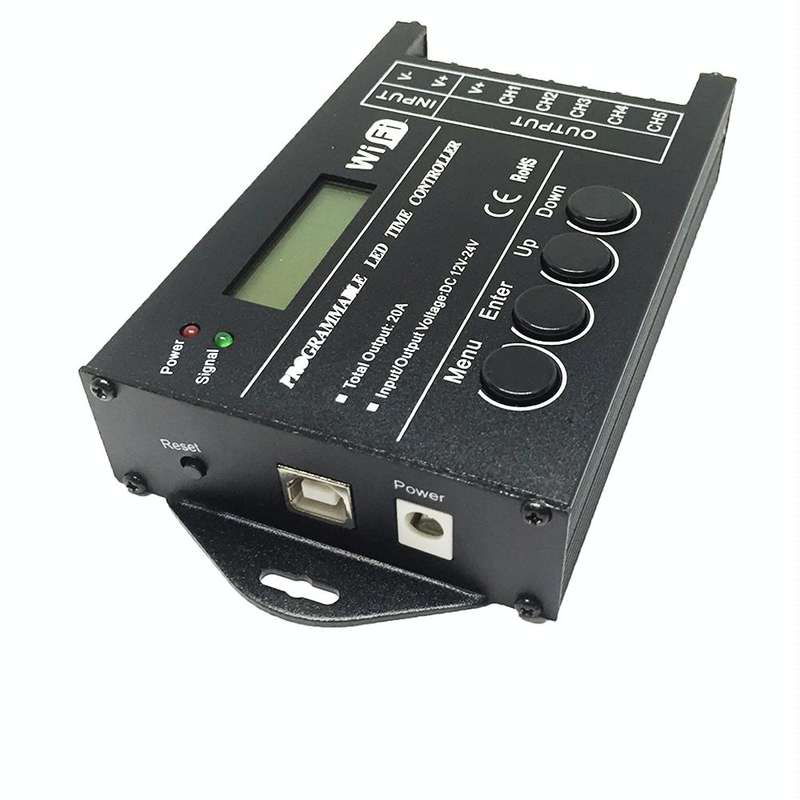 TC421 20A WiFi Programmable 5CH RGB LED Time Controller for Aquarium, Fish Tank, Plant Growth, DC...