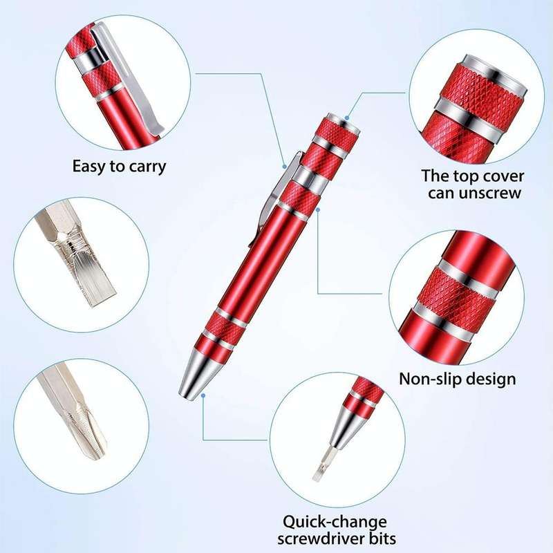8 In 1 Multifunctional Mini Aluminum Tool Pen Screwdriver Set(Black)