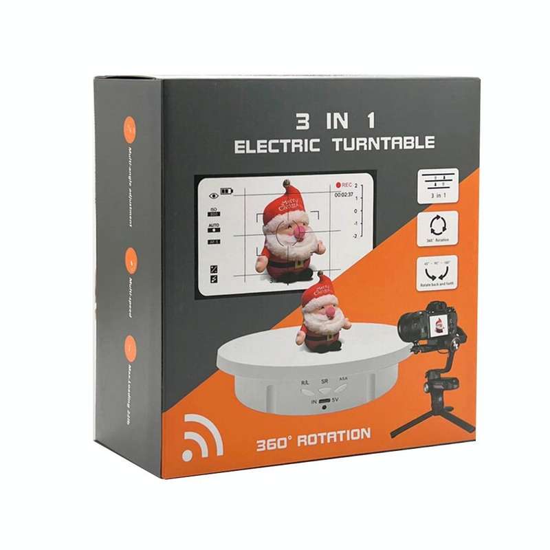 3 in 1 Remote Electric Rotating Display Stand Turntable(White)