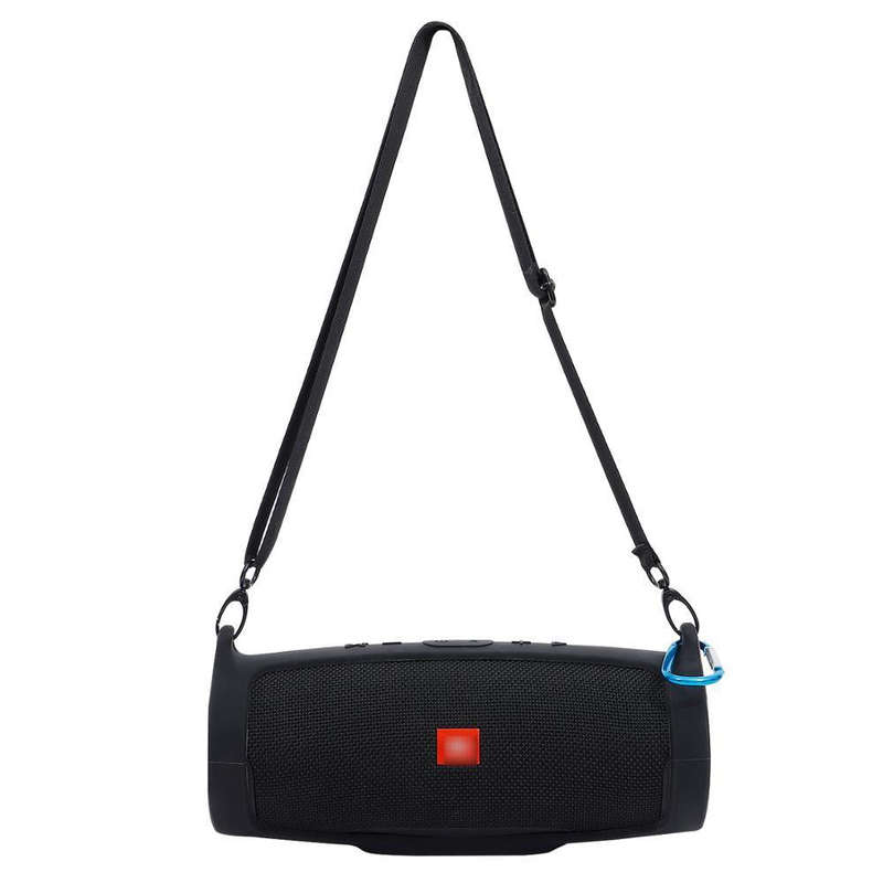 For JBL Charge 4 Bluetooth Speaker Portable Silicone Protective Cover with Shoulder Strap & Carab...