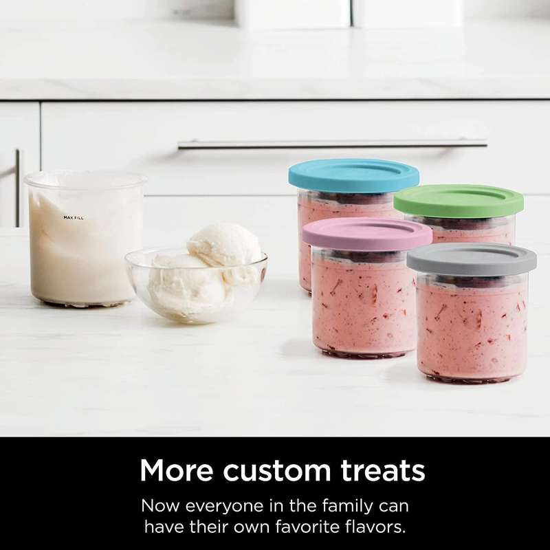 For Ninja NC299AMZ NC300 Ice Cream Storage Containers with Lids, Speci: 4 Cups+Spoon