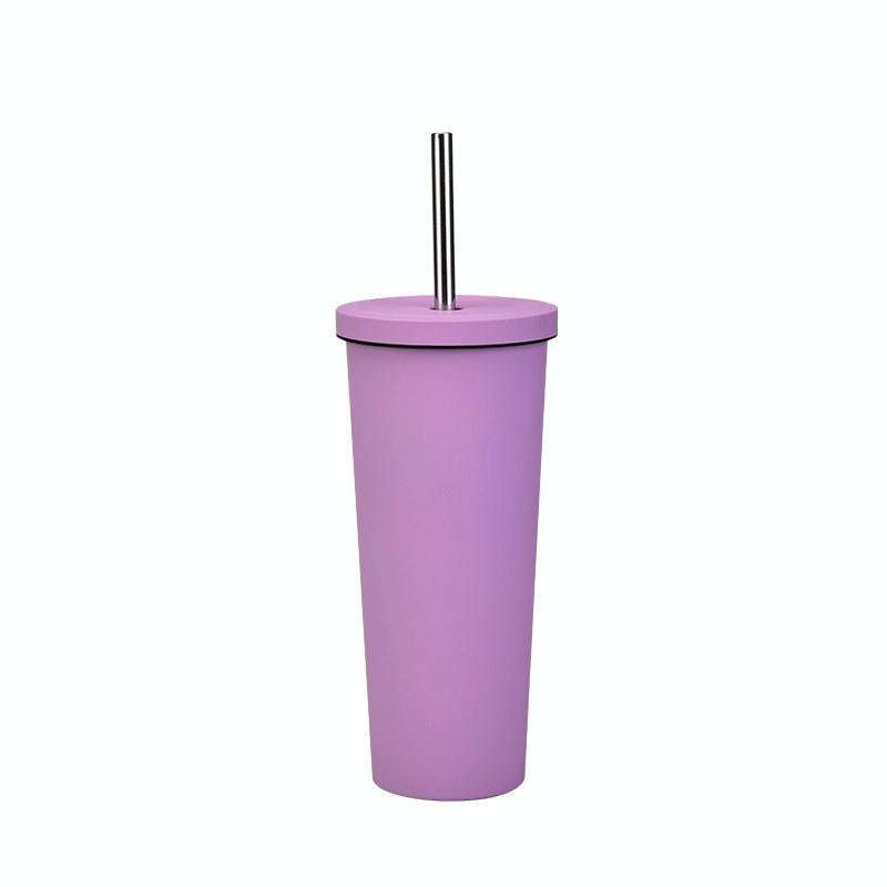700ml Large Capacity Double Stainless Steel Straw Cup Vacuum Outdoor 304 Insulation Cup Car Water...
