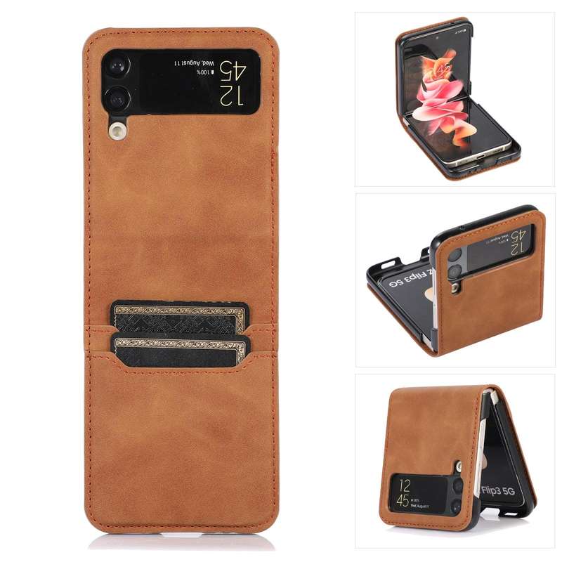 For Samsung Galaxy Z Flip4 Card Slot Leather Phone Case(Brown)