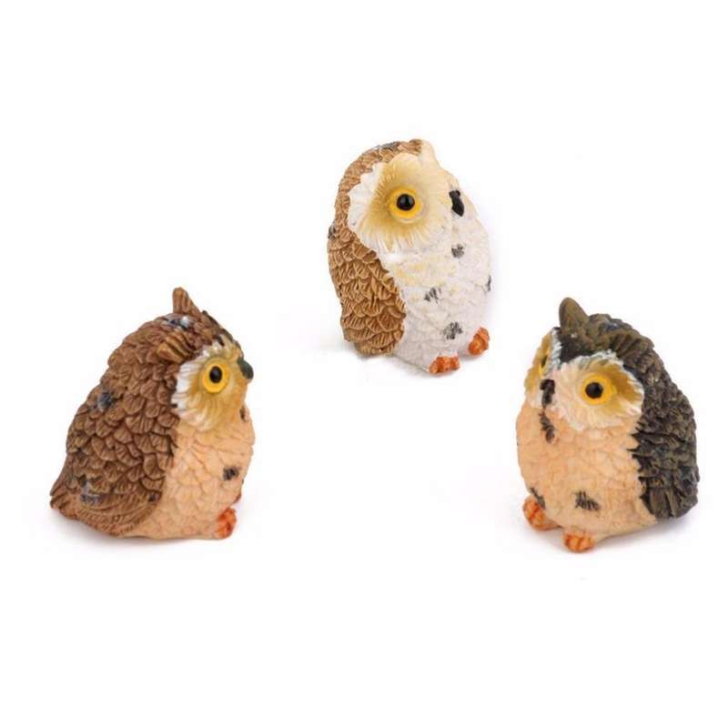 2 PCS Moss Micro Landscape Creative Resin Mini Owl OrnamentRandom Color Delivery