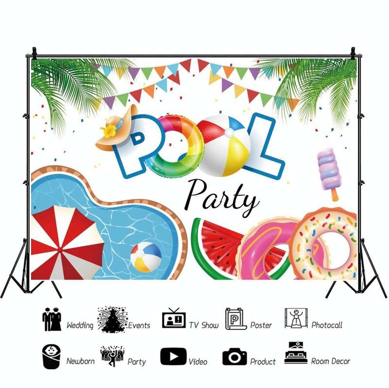 80x120cm Summer Pool Party Decoration Backdrop Swimming Ring Photography Background Cloth(11418495)