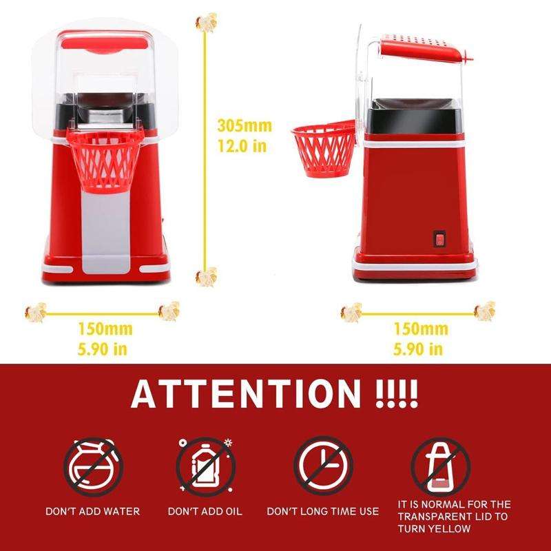 1200W Basket Popcorn Machine Electric Automatic Corn Popper 220V EU Plug