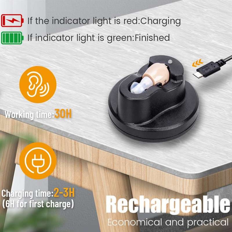 Z-12 Rechargeable In-Ear Sound Amplifier Hearing Aid with USB Cradle Charger