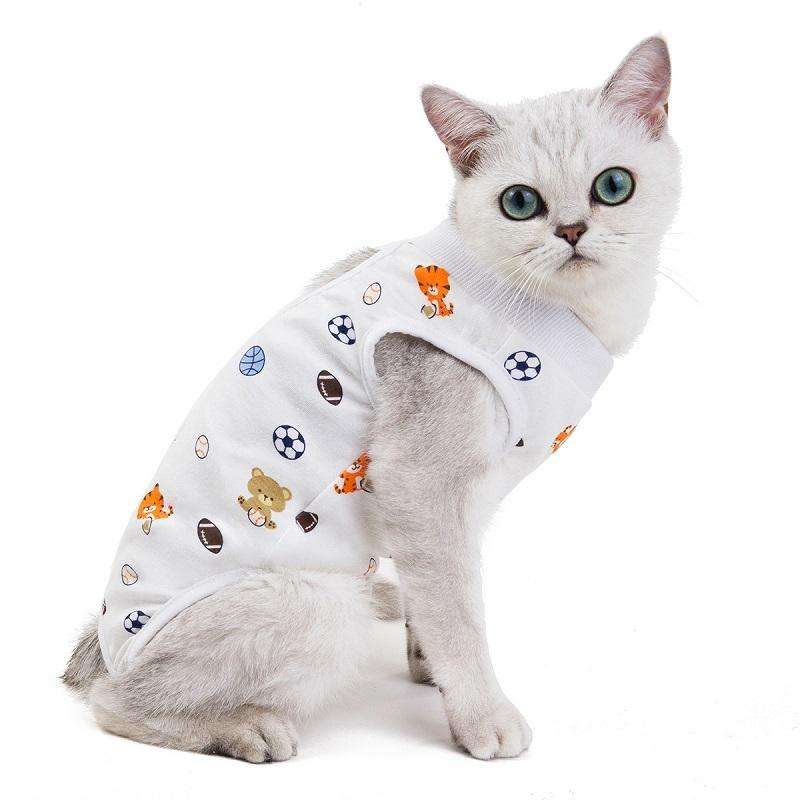 Female Cat Breathable And Anti-Licking Sterilization Clothing, Size: L(Football)