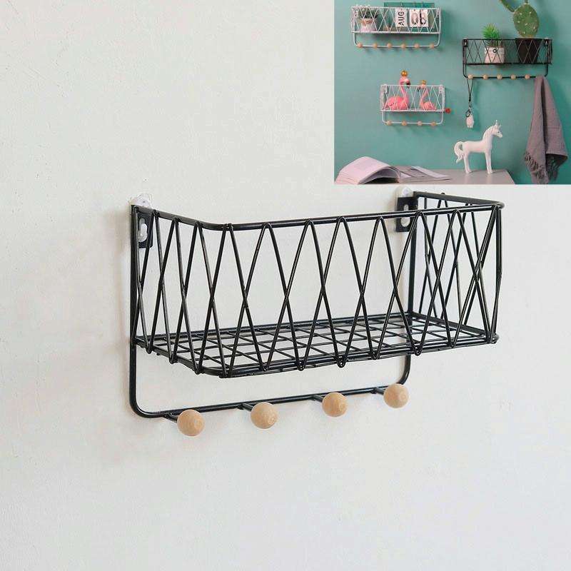 Wall Hook Rack Home Wall Decoration Creative Multifunctional Partition Wrought Iron Rack, Size:Sm...
