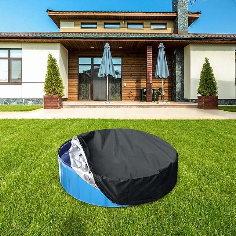 Foldable Round Sunscreen Dustproof Swimming Pool Cover, Specification: Black+Silver 162x30cm