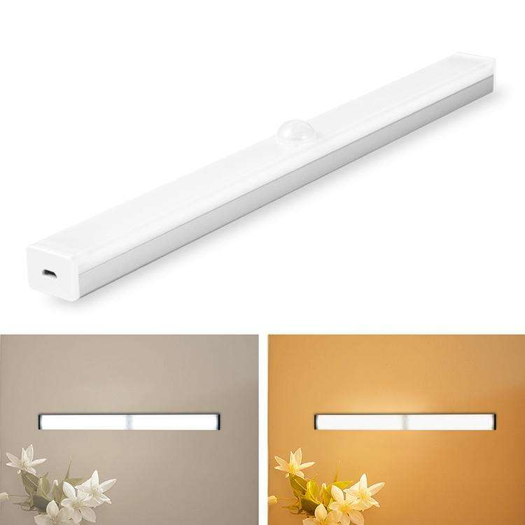 LED Human Body Induction Lamp Long Strip Charging Cabinet Lamp Strip, Size: 10cm(Silver and Warm ...