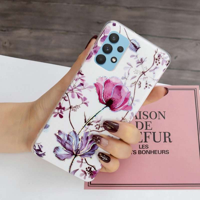 For Samsung Galaxy A32 4G Electroplating TPU Protective Case(Lotus)