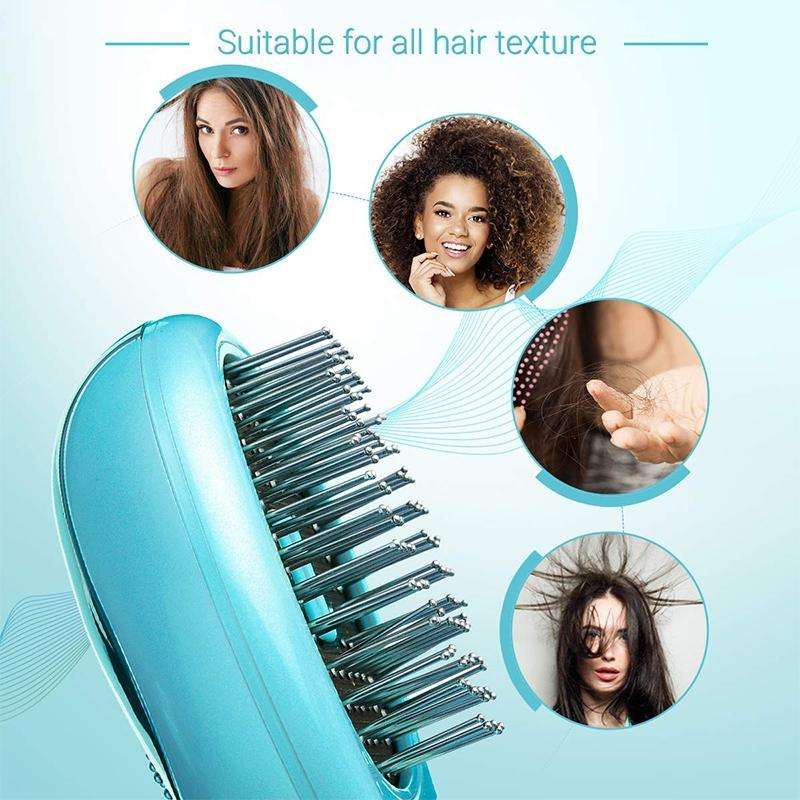 Portable Electric Hair Ionic Brush Hair Straightener Brush Negative Ion Comb Anti-static Massage ...