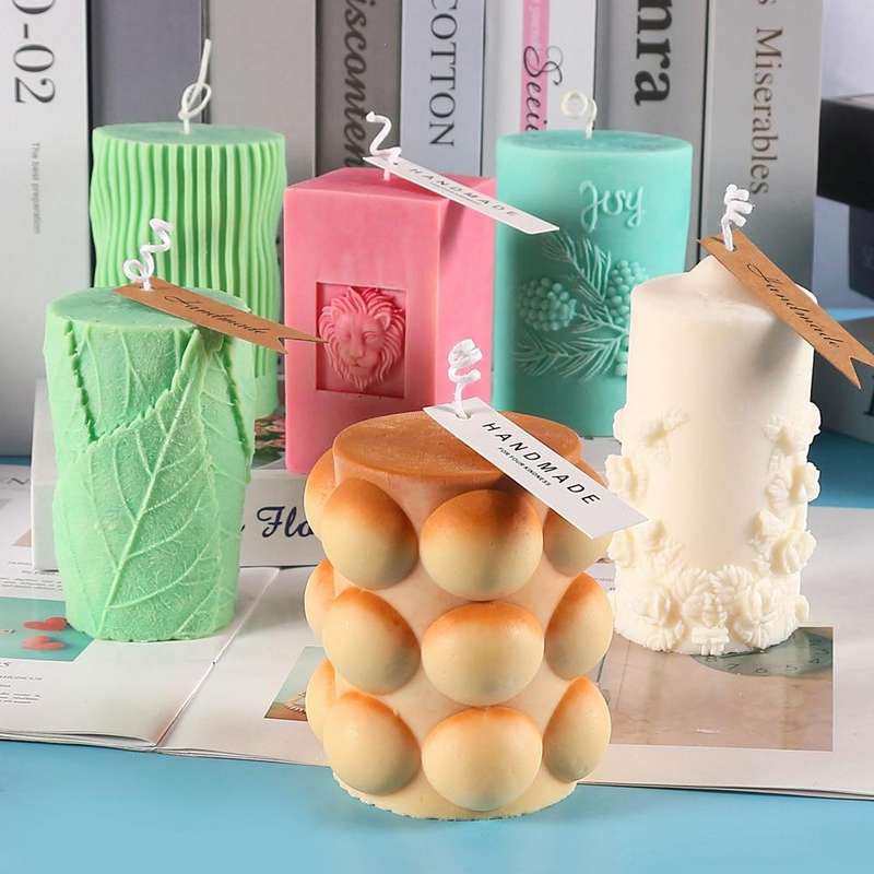 2807 Small Rose Pattern Cylindrical Scented Candle Silicone Mold Plaster Drop Glue Mold