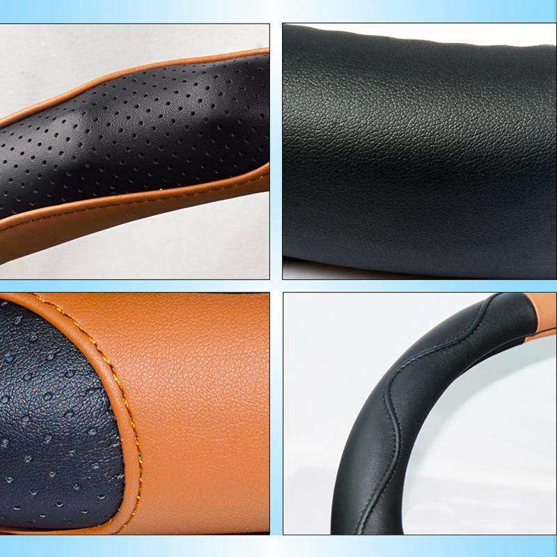 Super Fiber Leather Car Universal Anti-skid Steering Wheel Cover, Diameter: 38cm(Black Win Red)
