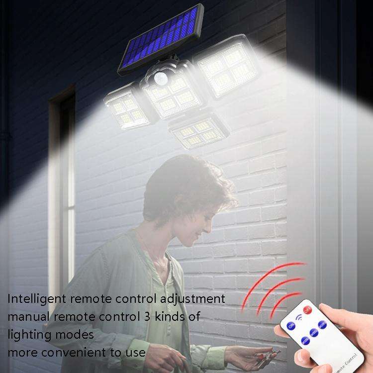 TG-TY085 Solar 4-Head Rotatable Wall Light with Remote Control Body Sensing Outdoor Waterproof Ga...