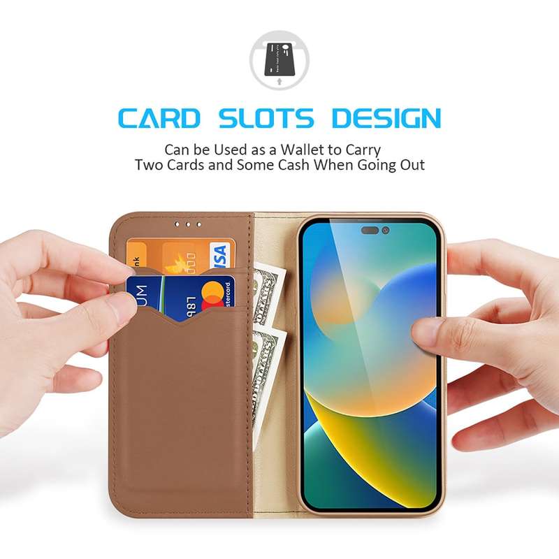 For iPhone 14 Pro Max DUX DUCIS Hivo Series Cowhide + PU + TPU Leather Case (Brown)