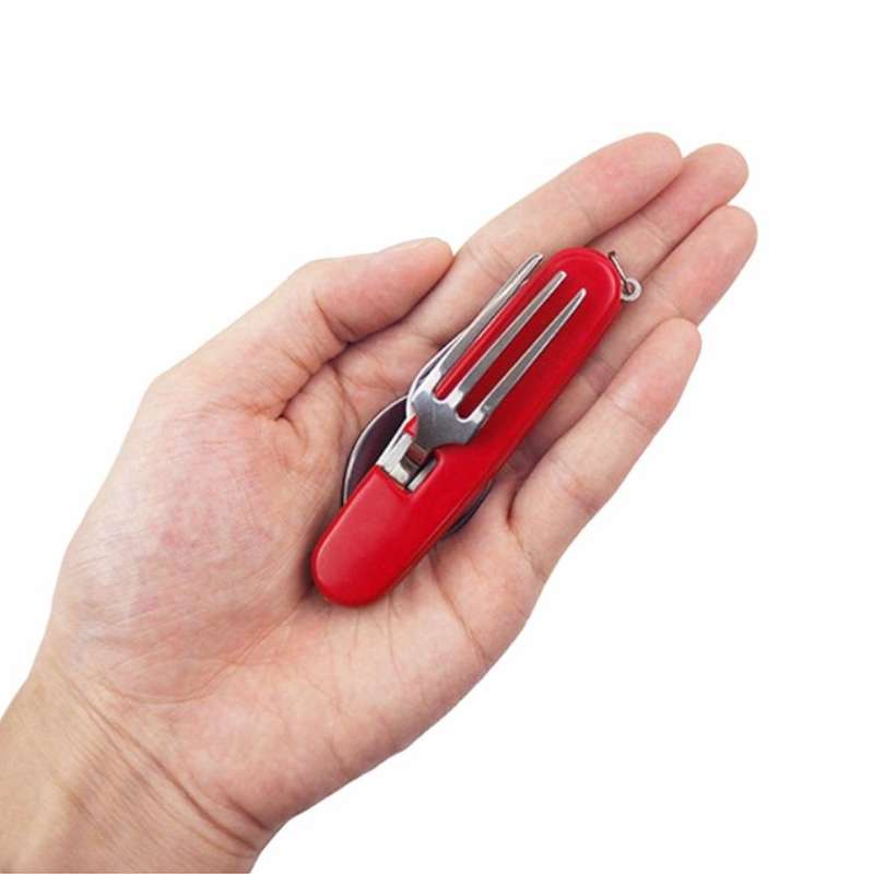 Outdoor Tableware Stainless Steel Spoon / Fork / Knife / Bottle Opener 4 in 1 Multifunctional Fol...