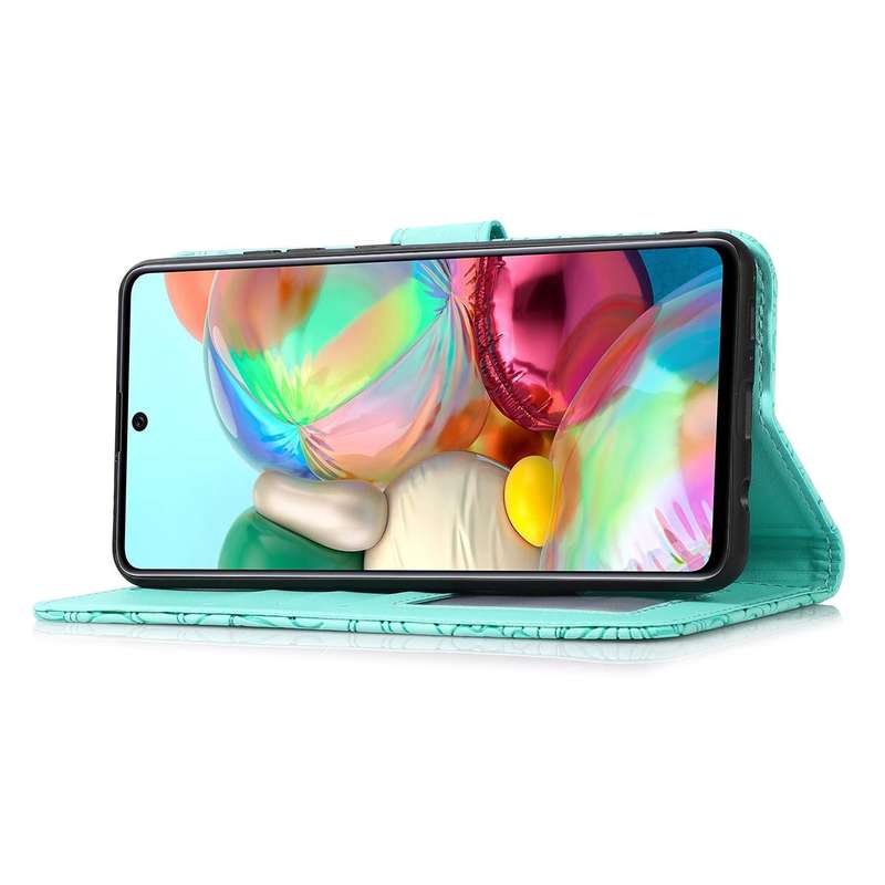 For Samsung Galaxy A71 Skin Feel Embossed Sunflower Horizontal Flip Leather Case with Holder & Ca...