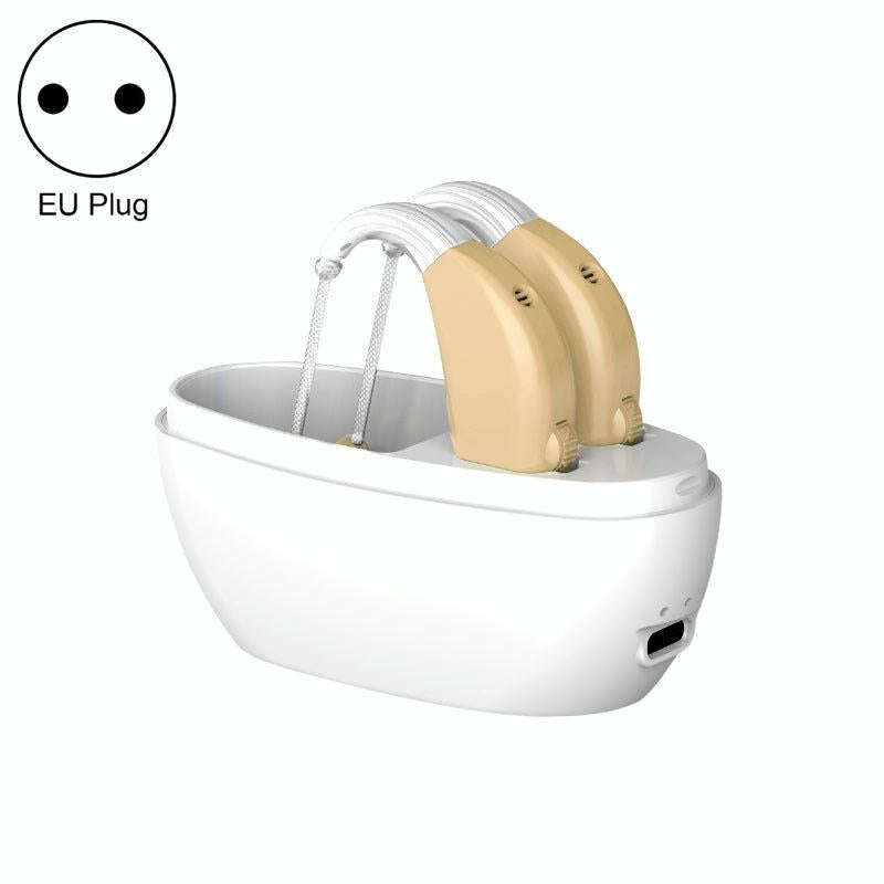 Elderly Use Can Charge Sound Amplifier Hearing Aid, Specification: EU Plug(Skin Color Double Mach...
