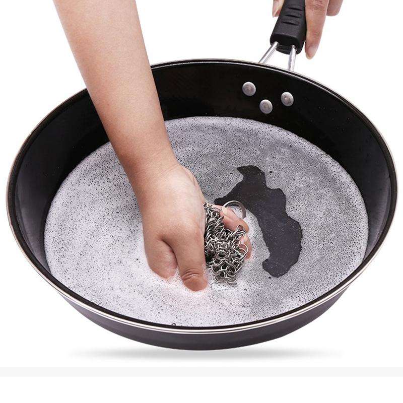 Stainless Steel Square Cast Iron Cleaner Pot Brush Scrubber Home Cookware Kitchen Cleaning Tool, ...