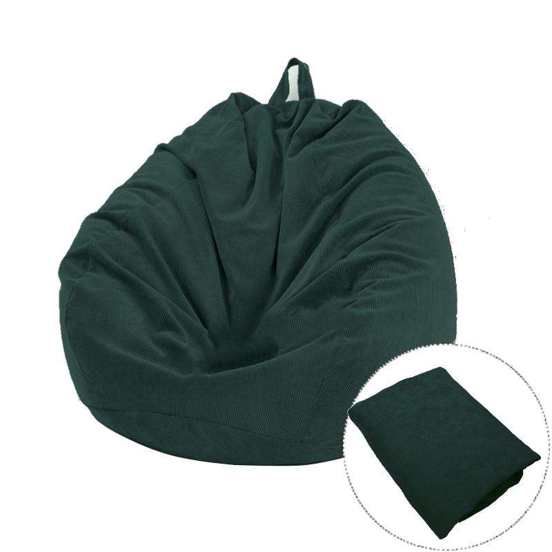 Corduroy Lazy Bean Bag Chair Sofa Cover, Size:85x110cm(Dark Green)