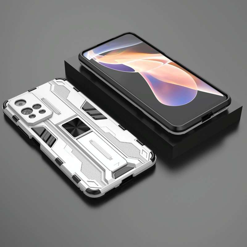 For Xiaomi Redmi Note 11 Pro Supersonic PC + TPU Shock-proof Phone Case with Holder(Silver)