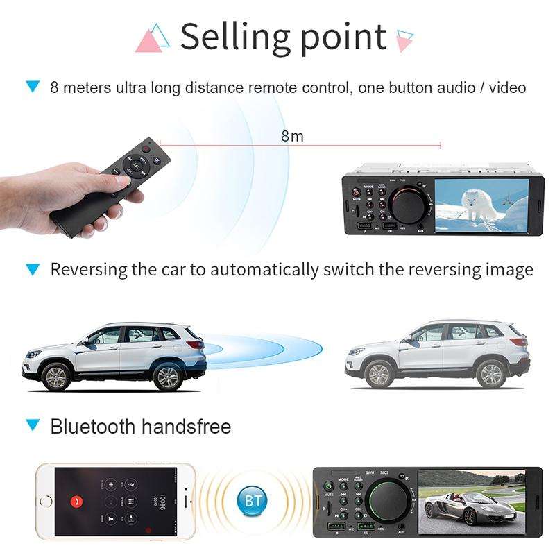 7805 4.1 inch Universal Car Radio Receiver MP5 Player, Support FM & Bluetooth & TF Card with Remo...