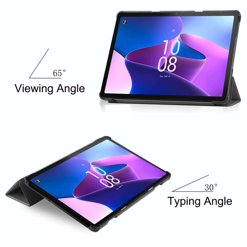 For Lenovo Tab M10 3rd Gen / TB328FU Custer Pure Color 3-Fold Holder Smart Leather Tablet Case(Grey)